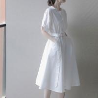 轻熟风御姐白色炸街连衣裙子2021夏季新款冷淡风女装高级感衬衣裙 白色 S 105以内