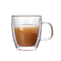 双层玻璃杯耐热隔热玻璃杯玻璃咖啡杯300毫升带把手玻璃茶果汁杯 300毫升