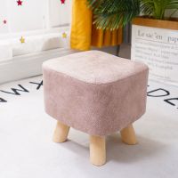 科技布儿童小凳子家用动物换鞋凳时尚创意实木脚凳卡通沙发凳可爱 科技布-方形凳-粉色-可拆洗
