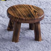 儿童板凳实木小木头凳子时尚创意家用客厅小凳子圆凳宝宝凳子矮凳 大号碳化(炭烧深色24高24宽)