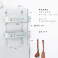 冰箱挂架侧壁创意厨房家用多功能保鲜膜调味料收纳架免打孔置物架 白色2层