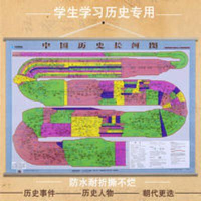 中国历史长河地图挂图 约1.1*0.8米中国朝代年表历史朝代纪年地图 中国历史长河图