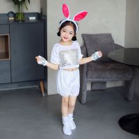 幼儿园舞蹈演出服小兔子动物服衣服小白兔跳舞儿童表演服装男女童 小兔子短裤 90