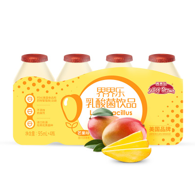 JelleyBrown/界界乐 乳酸菌饮料 小怪兽 芒果味95ml*4瓶