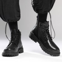 2021新款黑色马丁靴男士冬季新款高帮英伦皮靴户外休闲骑行靴保暖棉鞋