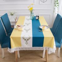 麋鹿蓝+蓝 一个椅套 北欧桌布布艺餐桌椅子套罩茶几垫桌垫凳子套罩餐椅套长方形桌椅套