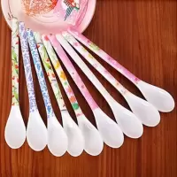 密胺勺子6支装 颜色随机 6支装密胺饭勺家用汤勺长柄调羹仿陶瓷儿童餐具勺子日式加长汤匙