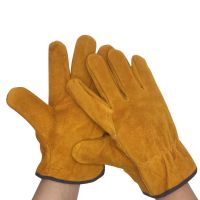 1双全皮金黄色 电焊手套牛皮防烫焊工耐磨焊接短款柔软加厚劳保防护工作手套