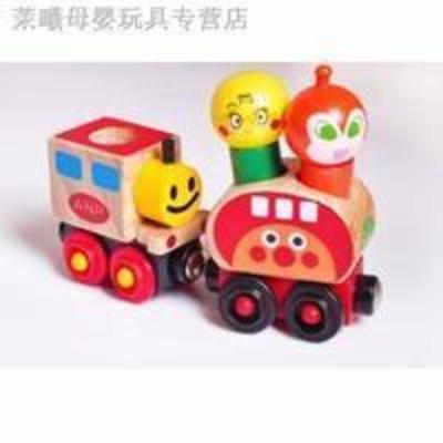 磁性面包超人小火车木偶形状认知模型玩具拖拉儿童拼装车1-2-3岁 磁性面包超人小火车木偶形状认知模型玩具拖拉儿童拼装车1