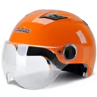 橙色(单镜) 透明短片 野马双镜片摩托车电动车头盔男女通用夏季四季防晒安全帽轻便特价