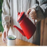 红色 1.1L搪瓷咖啡壶油壶水壶搪瓷水壶搪瓷壶冷水壶茶壶