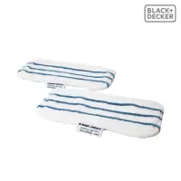 2件装蒸汽拖把清洁布,蓝色条纹长方形 Black+Decker百得蒸汽拖把清洁布蒸汽手套附件百得六合一拖布配件