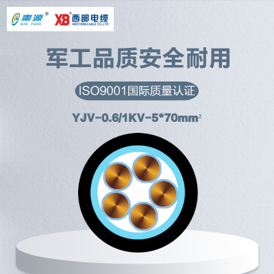 秦源牌 YJV-0.6/1KV-5*70mm² 铜芯低压电力电缆 联系客服 定制商品