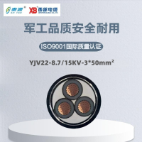 秦源牌 YJV22-8.7/15KV-3*50mm²铜芯交联聚乙烯绝缘钢带铠装聚氯乙烯护套电力电缆联系客服定制商品