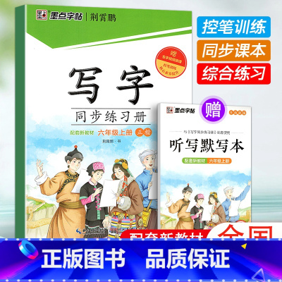 写字同步练习册(赠听写默写本) 六年级上 [正版]2023新版 墨点字帖荆霄鹏写字同步练习册六年级上册 人教版RJ小学生