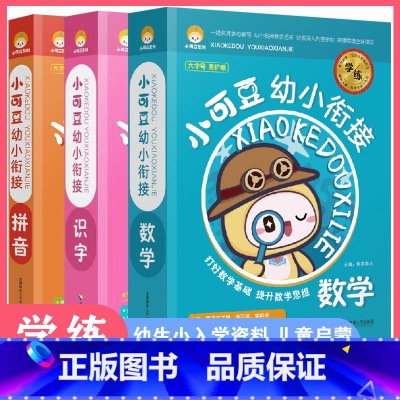 数学+识字+拼音 幼小衔接 [正版]小可豆幼小衔接拼音识字数学全套亲子共学幼儿认字阶梯数学学前教育早教拼音亲子共学笔画数