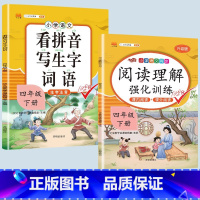 看拼音写词语+阅读理解 四年级下 [正版]2023新版小学四年级下册语文数学同步训练全套人教版阅读理解专项训练书4上册看