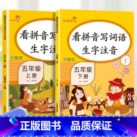 5上下-看拼音写词语 共2本 小学通用 [正版]乐学熊小学生看拼音写词语生字注音一二三四五六年级上下册语文专项训练彩绘版