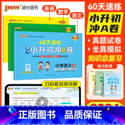 语文+数学+ 英语共4本(赠初中语文学霸笔记) 小学升初中 [正版]2024新版小升初真题卷绿卡小升初冲A卷60天速练语