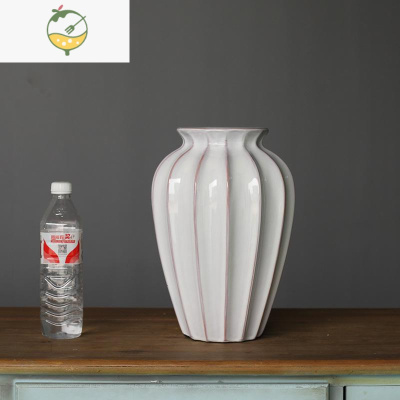 YICHENG不漏水!美式简约创意复古陶瓷花瓶客厅餐厅橱窗白色花器花艺套装 大号花瓶(高31cm)