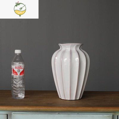 YICHENG不漏水!美式简约创意复古陶瓷花瓶客厅餐厅橱窗白色花器花艺套装 中号花瓶(高26cm)