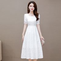 白色连衣裙夏季女2021年新款法式初恋甜美风高腰显瘦夏天穿的裙子 白色 2410# XL 115-125斤