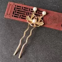 古风汉服点缀小u钗明制古风发饰原创汉服头饰插梳复古簪唐风珍珠 睡莲 小u钗单个(M59)