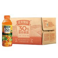 农夫山泉农夫果园30%混合果蔬汁500ml橙+胡萝卜+苹果+菠萝+猕猴桃普通装1*15瓶整箱