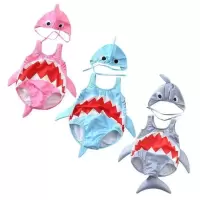 婴儿泳衣男童女童可爱鲨鱼连体宝宝儿童泳装两件套带泳帽