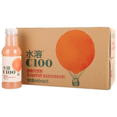 农夫山泉水溶C100西柚汁饮料445ml*15瓶整箱