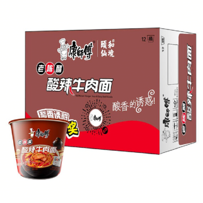 康师傅大食桶酸辣牛肉面160g*12