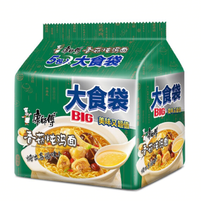 康师傅BIG大食袋香菇炖鸡味方便面五连包(整箱)