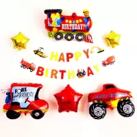 儿童周岁生日气球布置套餐男女宝宝小孩一周岁生日装饰派对背景墙 汽车派对套餐C