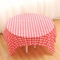 印花一次性桌布塑料一次性台布家用野餐婚庆生日派对圆桌10张装 1.6X1.6米红格子 1片装