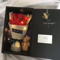 教师节创意感恩礼物送男女老师班主任幼儿园小学初中开学季实用品 3朵玫瑰花+小熊+灯+贺卡+礼盒