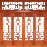 东阳木雕仿古门窗实木花格隔断屏风背景墙镂空雕刻厂家直销 喷漆工艺80元每个平方