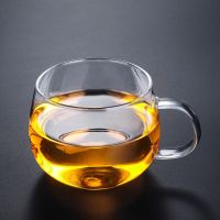 泡茶三件杯加厚耐高温玻璃泡茶杯花茶过滤杯绿茶茶杯大容量茶具 圆趣杯单杯 透明把手