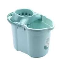 手动挤水桶拖把塑料拧干桶甩干涮洗墩布桶家用手压拖地拖桶加厚 天蓝色(单桶)