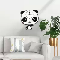 儿童挂钟可爱卡通熊猫闹钟卧室静音简约客厅创意萌宠免打孔挂墙表 卡通熊猫挂钟