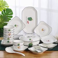 餐具碗碟套装家用日式风吃饭碗鱼盘子面碗陶瓷碗筷组合微波炉适用