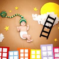 一个 满 月百天婴儿摄影服装主题宝宝拍照道具百日婴儿艺术照衣服 长帽主题 1-2个月宝宝拍照衣服