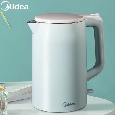 美的(Midea)电水壶热水壶电热水壶304不锈钢大容量暖水壶净甜家用 MK-SH17M301d[淡绿色] 1.7L