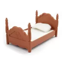 适用10厘米小芭比娃娃床森贝儿娃娃床娃娃屋配件仿真迷你玩具床 1张床+1套床上用品