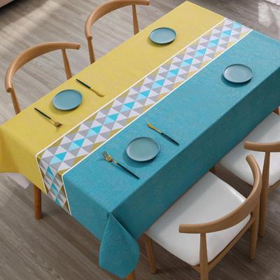 桌布防水防油防烫免洗茶几布艺pvc长方形餐桌学习 正方形桌垫ins 蓝橙菱格 40*55cm床头柜盖布