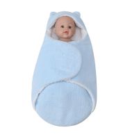 新生婴儿包被秋冬双层加绒菠萝格外出抱被睡袋刚出生宝宝用品 厚款蓝色