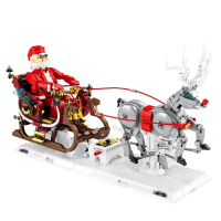 RSIM奥森66002圣诞节日礼物老人雪橇驯鹿益智拼装diy积木儿童玩具