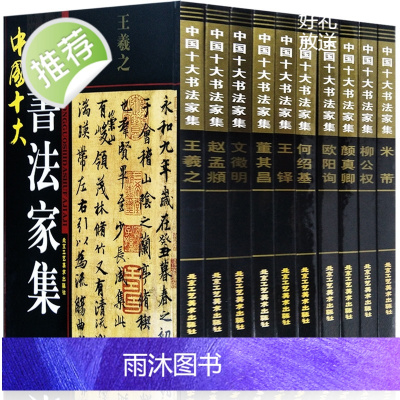 [全10册精装铜版纸彩印]中国十大书法家集 王羲之颜真卿书法集 柳公权董其昌王铎米芾欧阳询赵孟頫文徵明何绍基书法作品画集