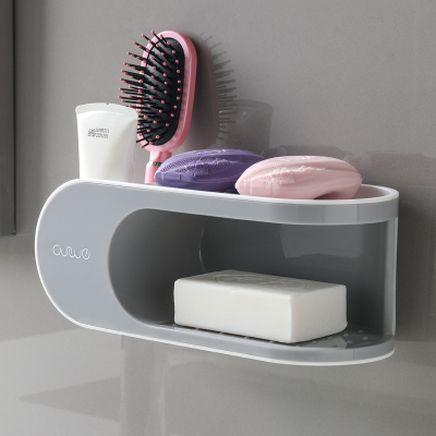 简约灰[基础款] 肥皂盒免打孔吸盘沥水架卫生间壁挂式浴室创意个性可爱香皂置物架