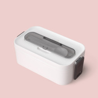 白色单层 送勺子筷子 微波炉加热便当盒分格饭盒便携双层带餐盒减脂水果沙拉盒塑料日式