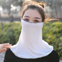 白色-面罩 防晒口罩女士防紫外线护颈透气薄款冰丝全脸遮阳面纱夏天护脸面罩